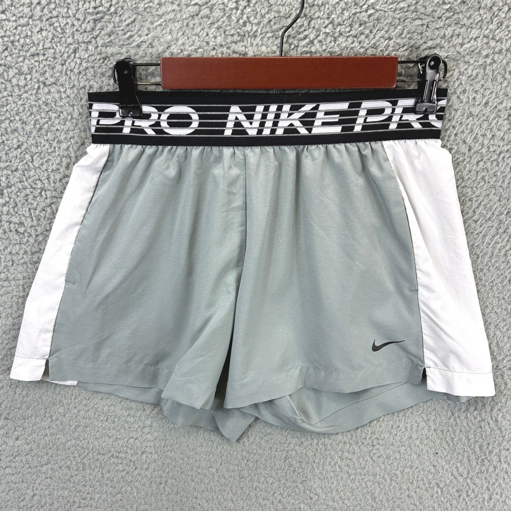 Nike Pro Dri-FIT Colorblock Shorts Womens S Gray Athletic Running Workout Gym